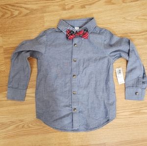 OLD NAVY dress shirt with plaid bow tie
